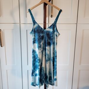 Blue Tie-Dye Mini Dress